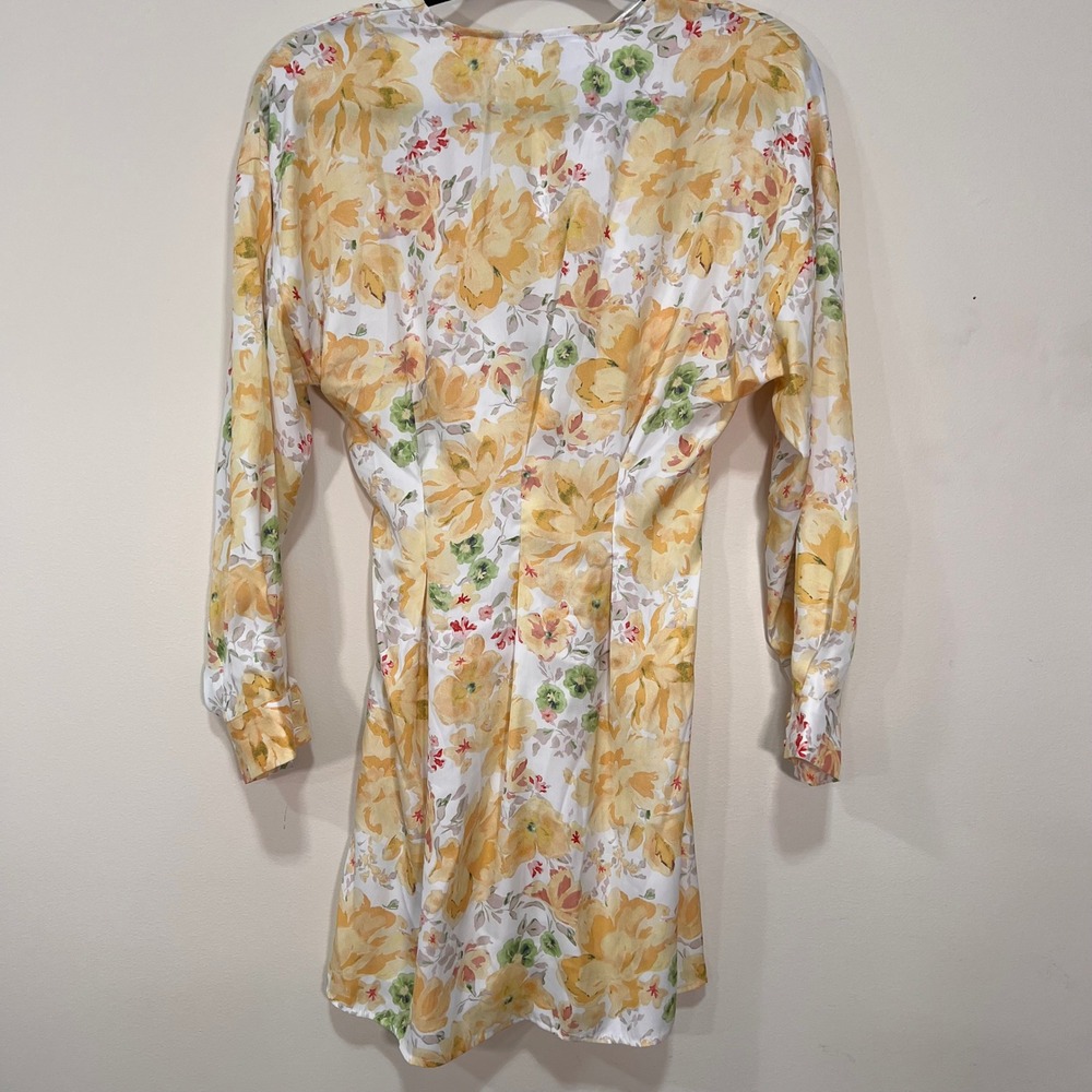 NWT Zara Floral Lace-Up Corset Mini Dress Yellow Size Small A3 - Picture 9 of 9